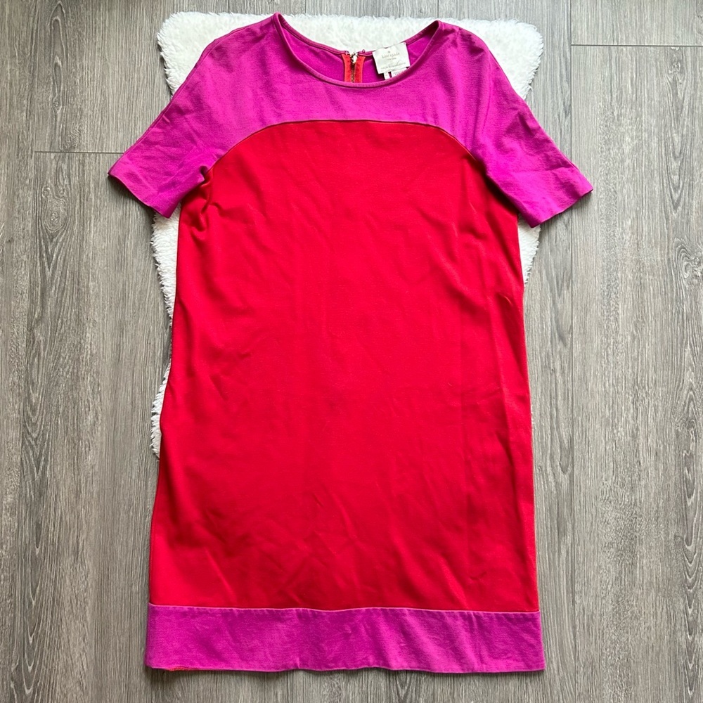 Kate Spade Raquel Red and Pink Short Sleeve Mini Dress - Picture 2 of 5